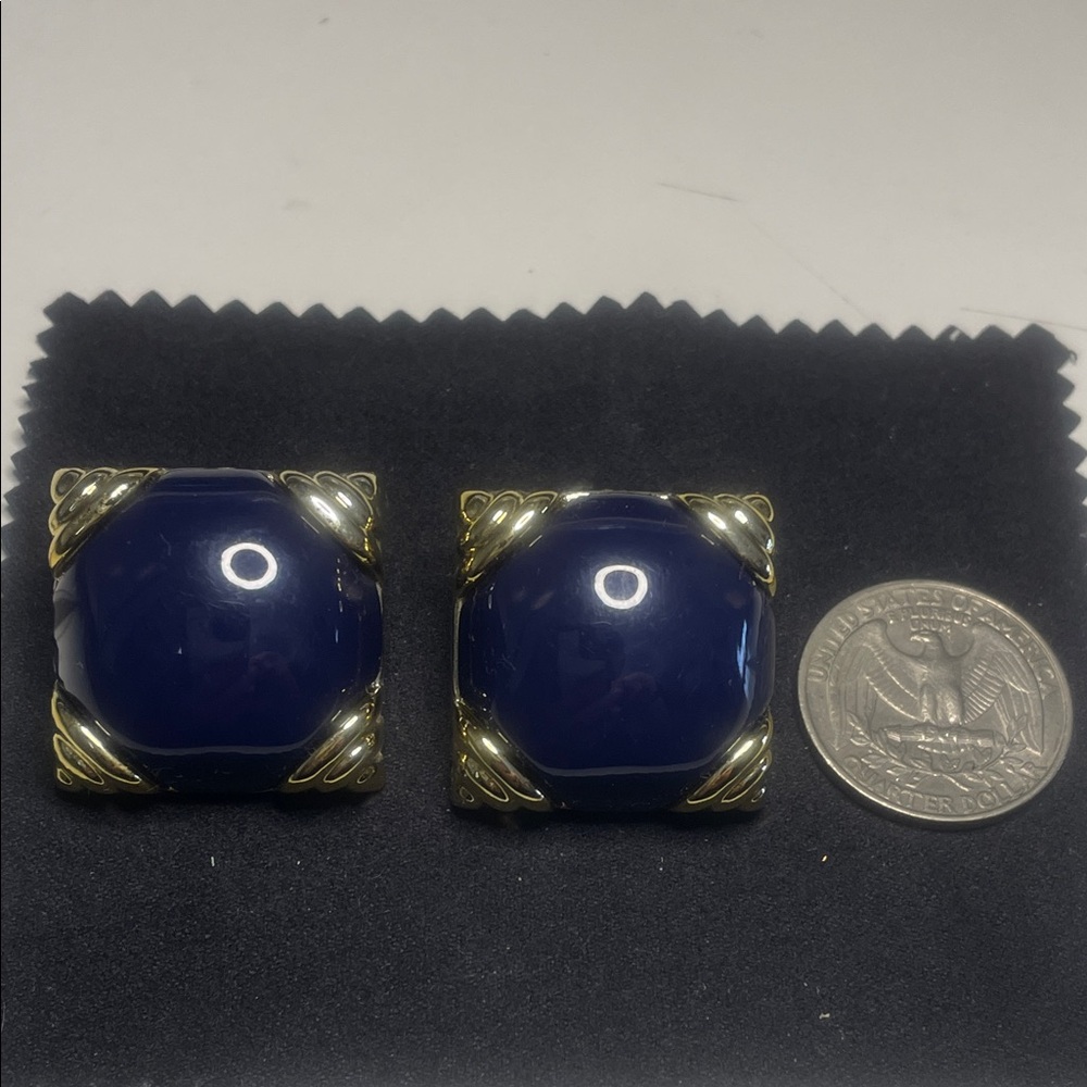 Costume Jewelry 2 for 15$ - Gold and Blue Square Earrings